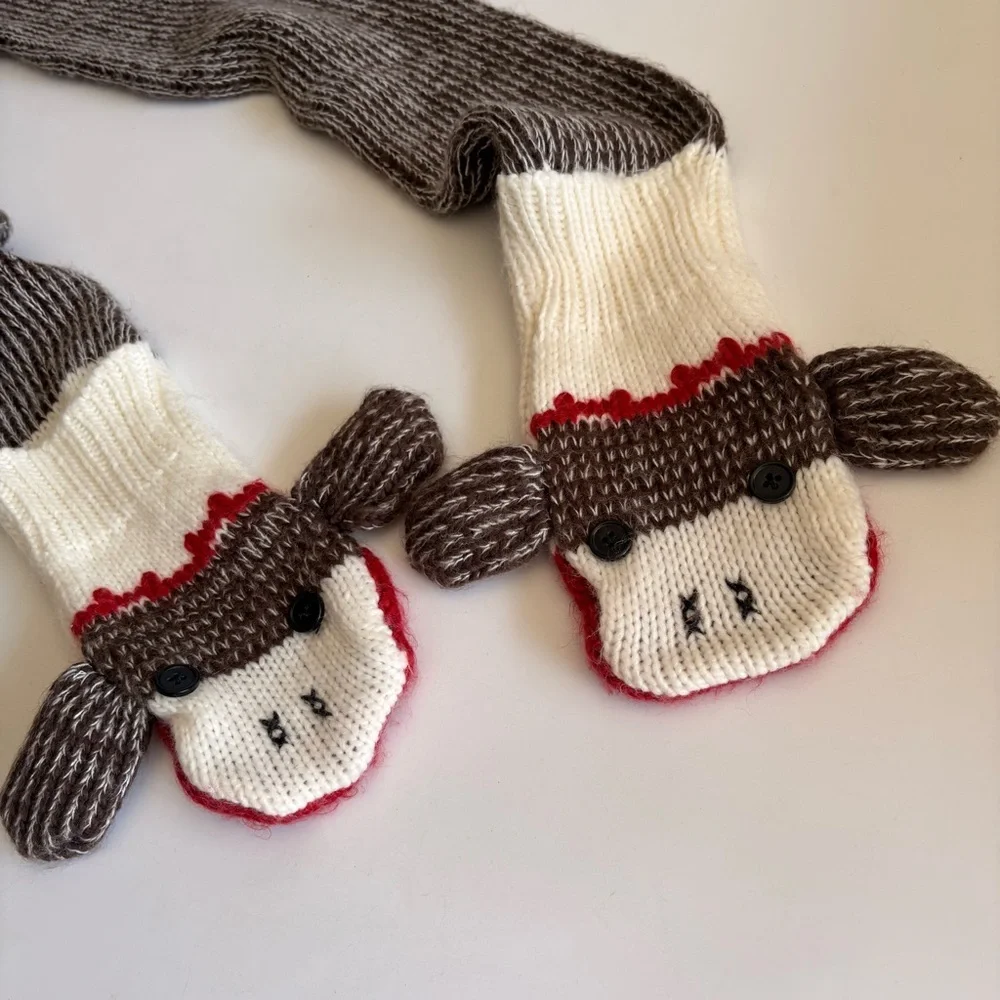 Sock Monkey Mitten Scarf
